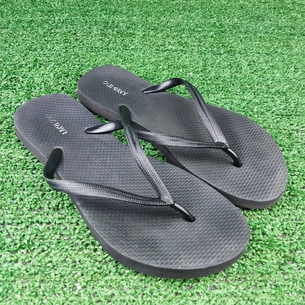 Old Navy Flip Flop Sandals Womens 8 Black Classic Thong Summer Beach Casual